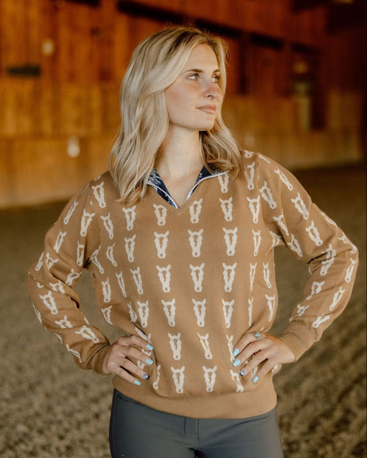 Varsity Sweater - Tan & Cream