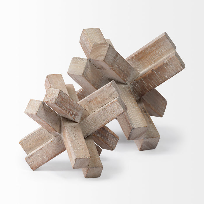 Vega II (Large) 7L x 7W Natural Wood Jack Object