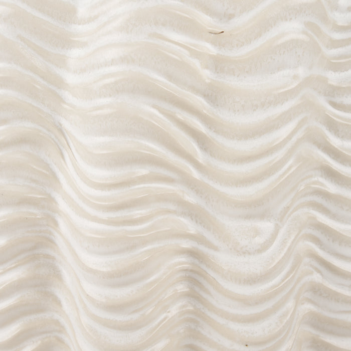 Velia Short Seashell Sculptural Cream Glazed Ceramic Vase
