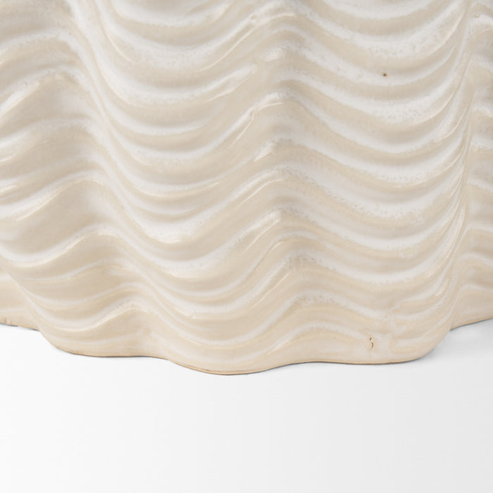 Velia Short Seashell Sculptural Cream Glazed Ceramic Vase