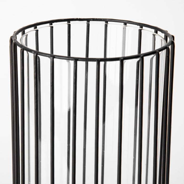 Velo II Large Black Metal Cylindrical Table Candle Holder