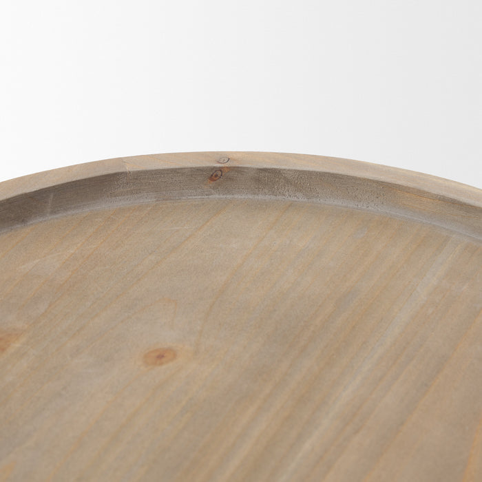 Virve Round Light Brown Wood w/ Gray Wash Wooden Trays