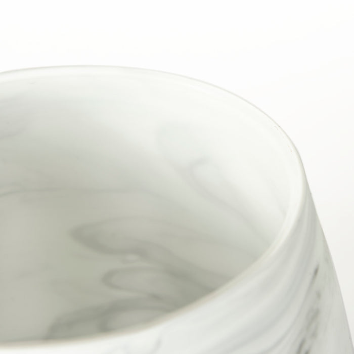 Volta I Short Gray Cream Glass Abstract Pattern Vase