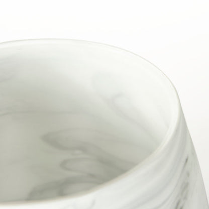 Volta I Short Gray Cream Glass Abstract Pattern Vase