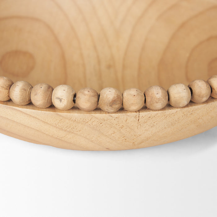 Wendell Light Brown Wood w/ Wood Bead Round Bowls