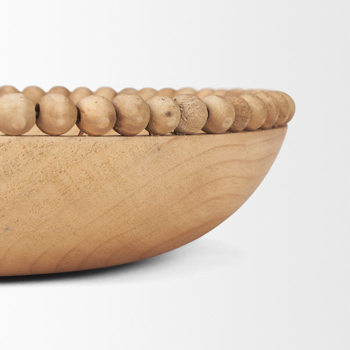 Wendell Light Brown Wood w/ Wood Bead Round Bowls