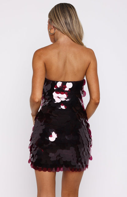 Disco Darling Sequin Mini Dress Plum