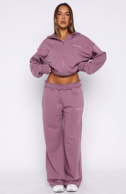 On My Own Terms Wide Leg Sweatpants Dusty Plum