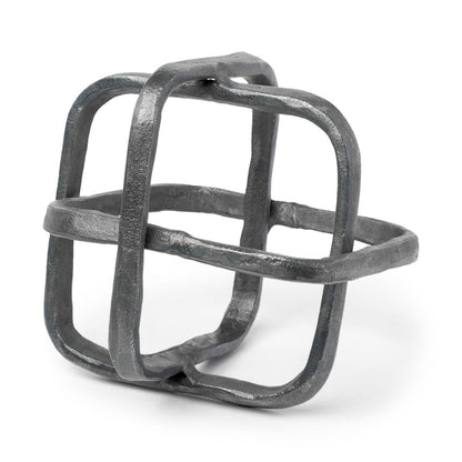 Willem II 9L x 9W Silver Metal Open Cube Decor Object