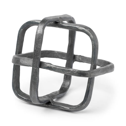 Willem II 9L x 9W Silver Metal Open Cube Decor Object