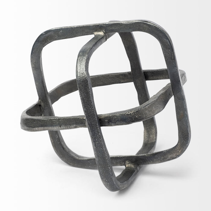 Willem II 9L x 9W Silver Metal Open Cube Decor Object