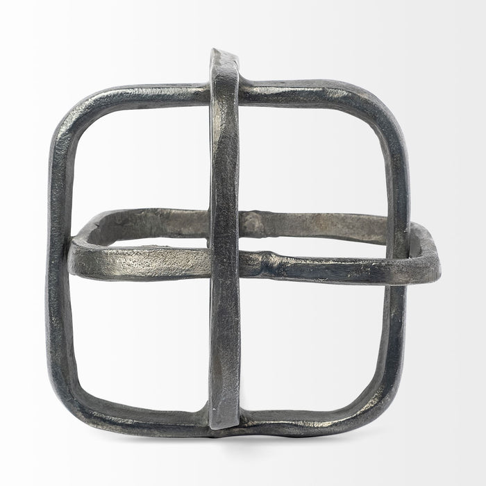 Willem II 9L x 9W Silver Metal Open Cube Decor Object