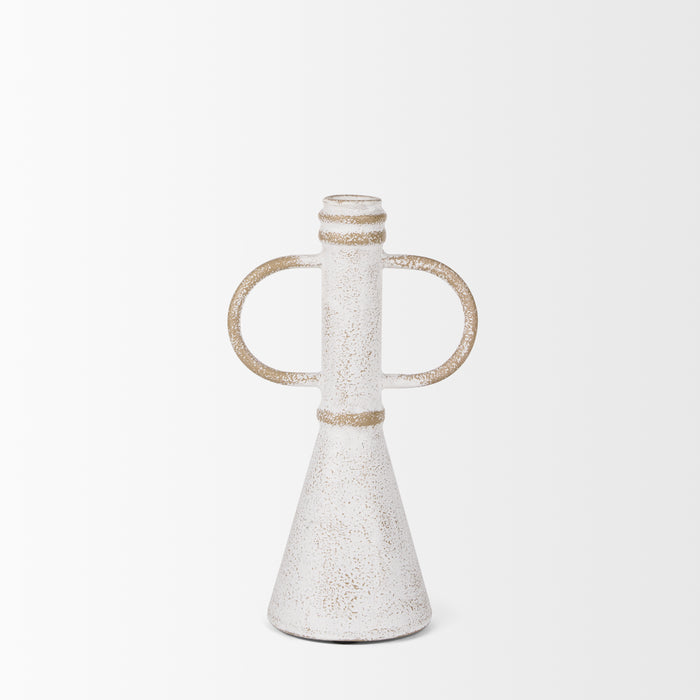 Ziva Small Distressed Wall White Metal Sculptural Object