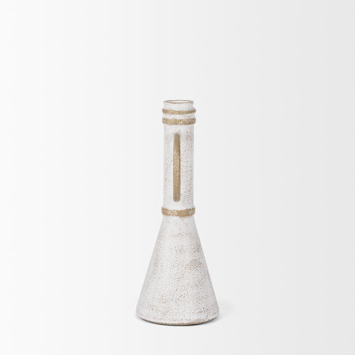 Ziva Small Distressed Wall White Metal Sculptural Object